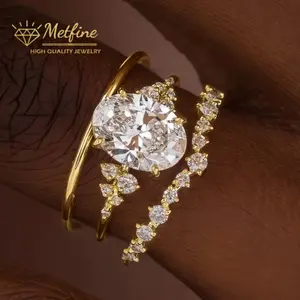 Engagement Rings for Women Oval Cut Bridal Ring Sets Cubic Zirconia Wedding Band Pave Set Size 6-10