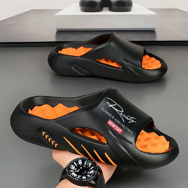 Men's Letter Print EVA Upper Cloud Slides - Soft Slip-On Slippers with Thick Non-Slip Grip You Trust, Casual Wear Footwear for Indoor & Outdoor Daily Use, Lightweight Ankle Sandals