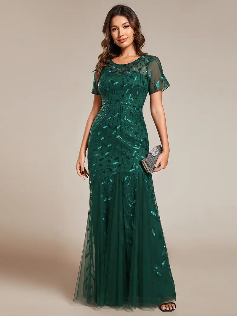 open lace back dress Glamorous Long Royal Blue A-line Glittery Satin Prom Dress with High S –  Newinlook main image 1