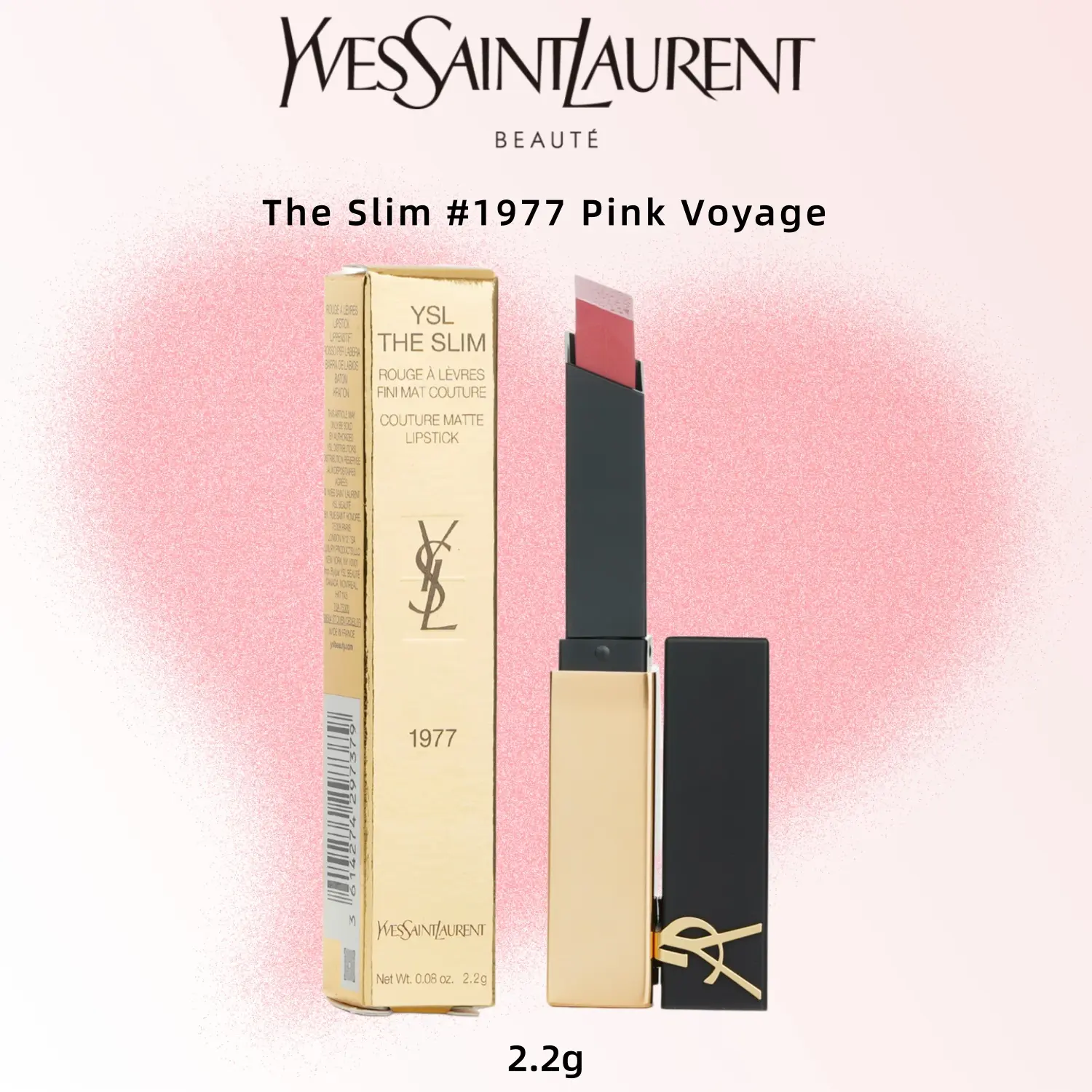 Yves Saint Laurent The Slim #1977 Pink Voyage Matte Lipstick 2.2g - Luxe Primat Couture Formula