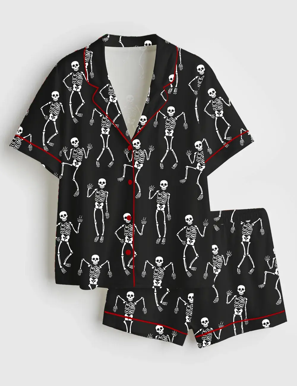 Women’s Slightly Subtle Halloween Skeleton Candy Spooky Season Short & Long Sleeve Satin Pajama Set
