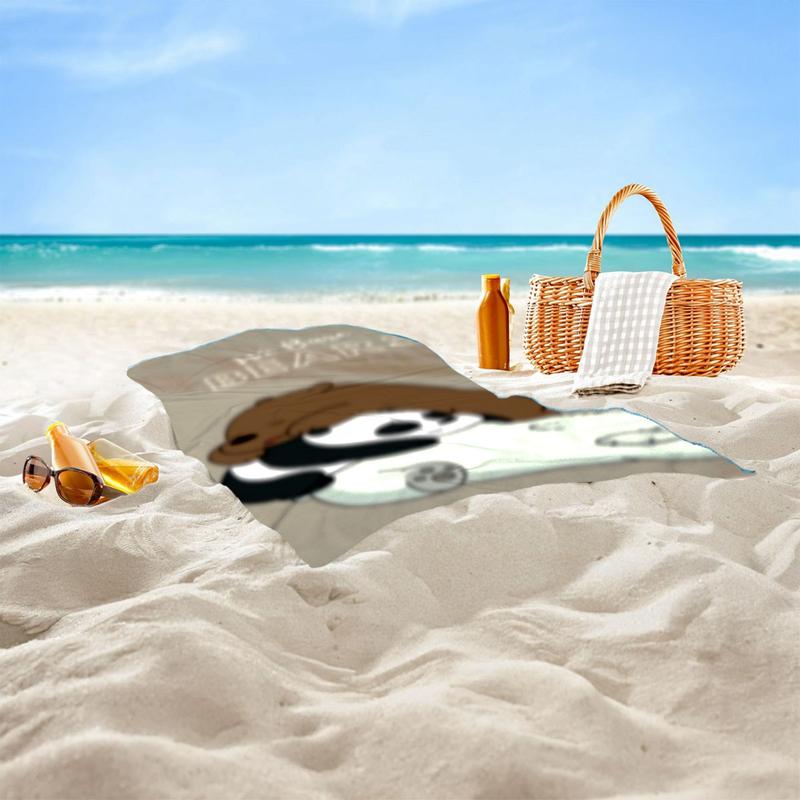 Soft Lightweight Bare Bear Print Beach Towel, Quick Dry Ultra-Fine Fiber for Swimming Yoga Picnic Vacation, Adorable Multi-Scene Use