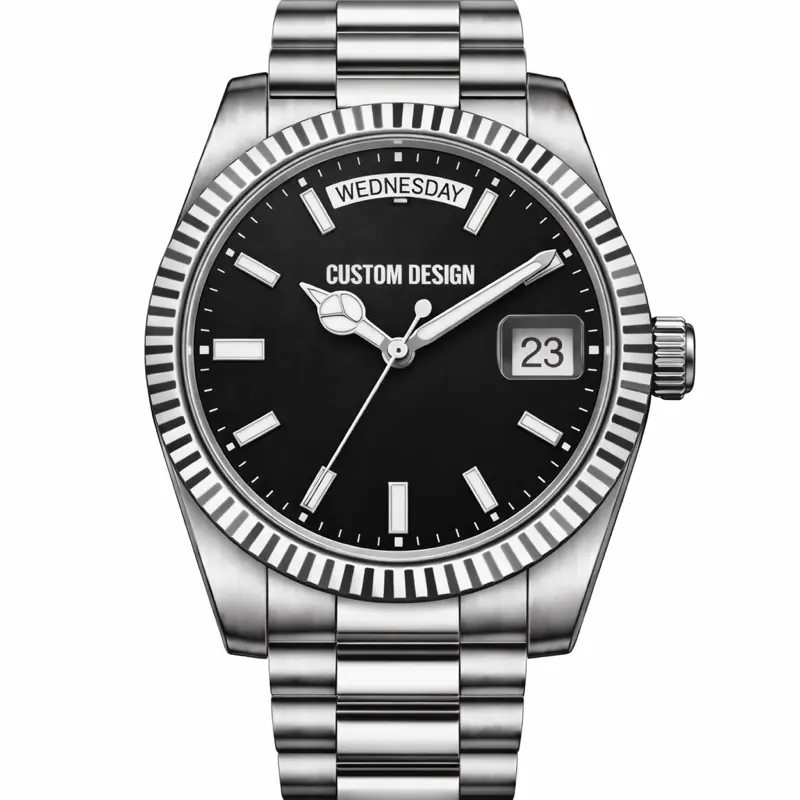 YourTime Custom Daydate Watch Build with 316L Stainless Steel Case 904L Bracelet Sapphire Crystal Miyota 8285 Movement