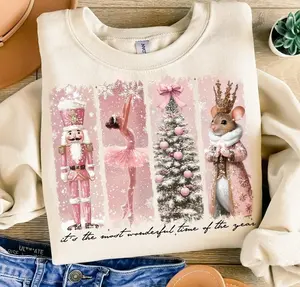 Retro Nutcracker Sweatshirt, Preppy Christmas Sweatshirt, Nutcracker Ballet Sweater, Pink Christmas, Christmas Girly Sweater