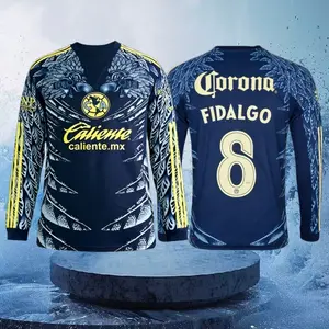 8# Fidalgo 25 26 Mexico LIGA MX Club America Away Blue Long Sleeve Soccer Jersey Fans Version Breathable