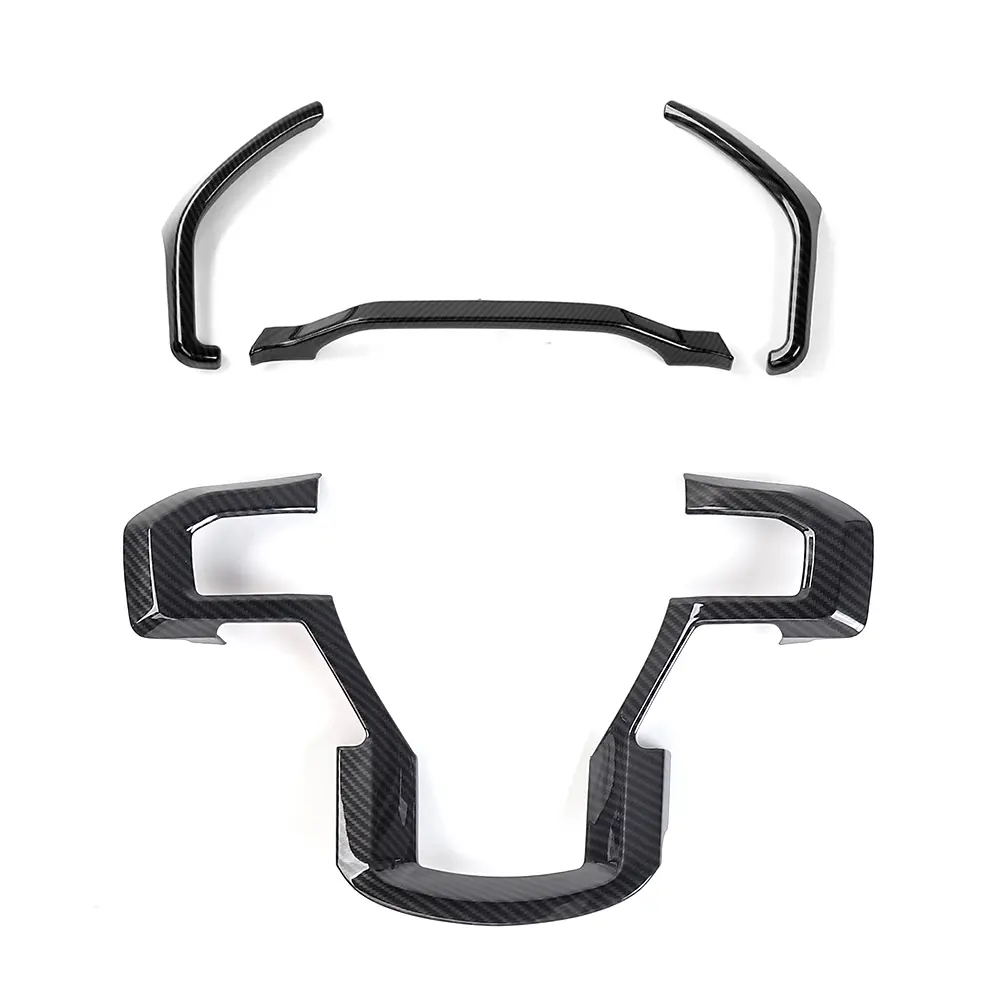 4-Item ABS Car Interior Kit for 2015-2020 Ford F150 - Laser-Cut Custom Fit Dashboard Cover, Steering Wheel Trim, Dash Trim, UV-Coated Carbon Fiber Chrome Finish, DIY Install Set Kit for Unique Look