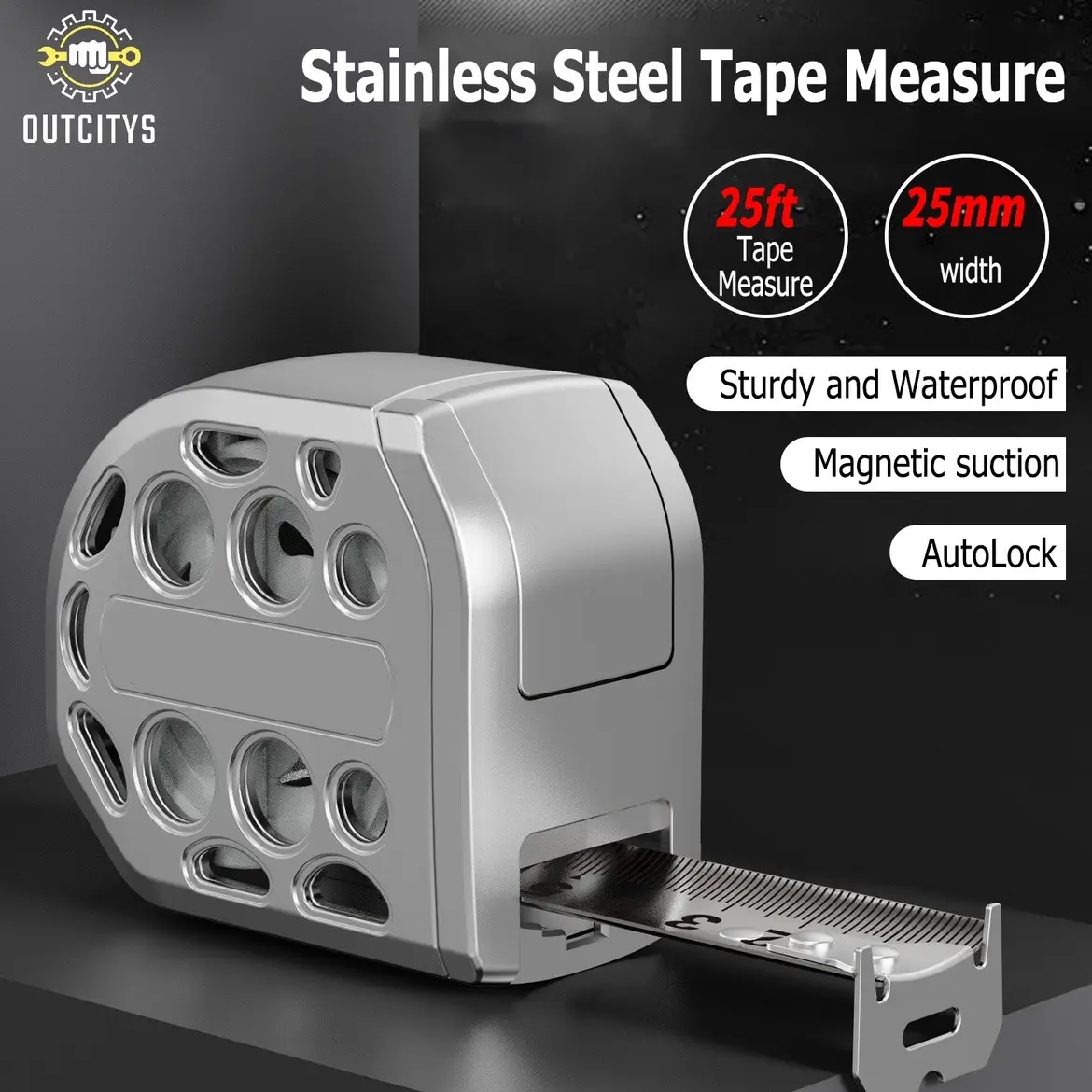 25FT/16FT Retractable Tape Measure Stainless Steel Measuring Tape With Double sided Scale Waterproof Portable AutoLock Ruler With Magnetic engineer