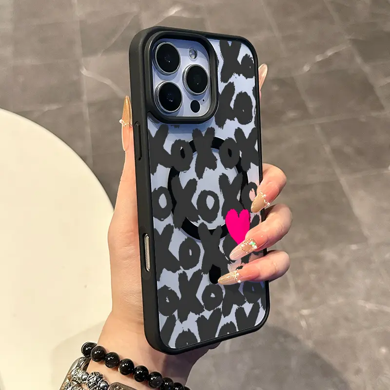 XOXO Pink PopMagnetic Compatible Smartphone Case for iPhone 17,16 E Pro Max,15 Plus,14,13,12,11,XS,XR - Coquette Style, Silicone, Lightweight, Shockproof, Girly Protection for Handheld Cellphone Devices with Resistance, Casing