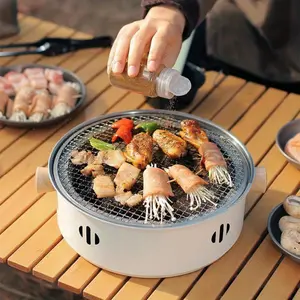 Compact Stainless Steel Charcoal Grill Set, Portable Tabletop Grill, Indoor Outdoor Use, Perfect for Family Gatherings, Camping, Backyard Cooking