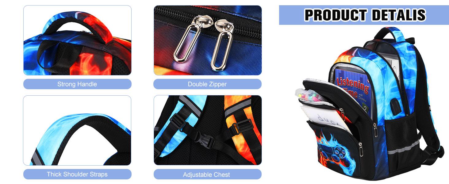 SIMILOVE 18" Multi Function Gamer Backpack with USB Port - Waterproof School Backpack for Kids, Includes Lunch Box & Pencil Case, Childrens Bag for Elementary/Middle School Students SIMILOVE 18" Multi Function Gamer Backpack with USB Port - Waterproof School Backpack for Kids, Includes Lunch Box & Pencil Case, Childrens Bag for Elementary/Middle School Students