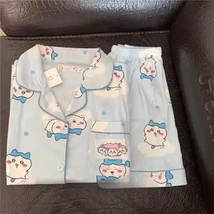 Cute Chiikawa Pajamas for Women Summer Thin New Short-sleeved Shorts Hachiware USAGI Cartoon Home Wear Set