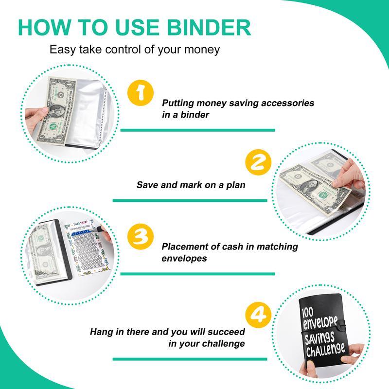 100 Envelope Saving Challenged Binder, Budget Binder, Saving Challenge Book, Saving Challenge Notebook, Money Organizer, Budget Planner Book for Budgeting,Birthday Gifts Income Tracker