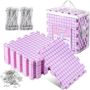Knitting Blocking Mats and Pins, Interlocking Blocking Boards for Crochet Projects 0.75'' Extra Thick Blocking Mats with 150 T-Pins and Storage Bag