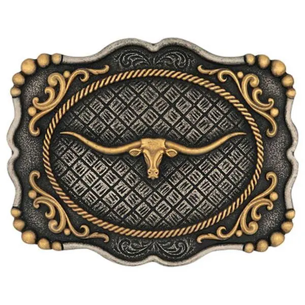 Montana Silversmiths Framed Longhorn Attitude Belt Buckle  display picture 3