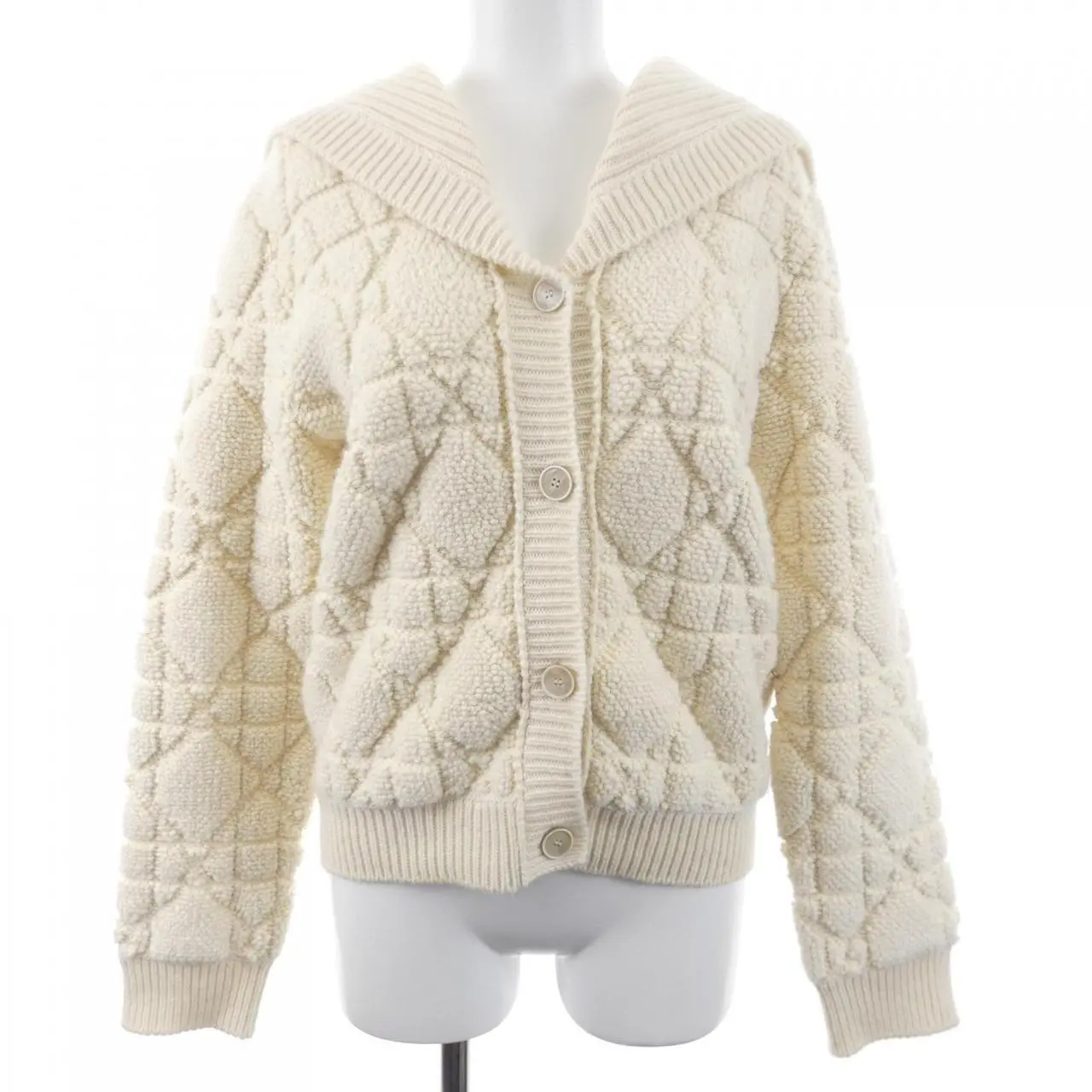 Pre-owned Dior Cashmere Small Leather Goods Christian MACROCANNAGE Blend Cardigan