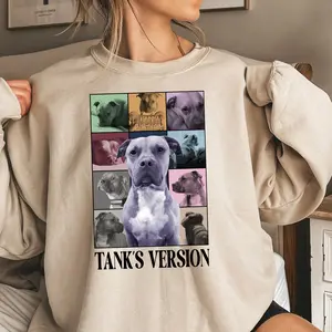 Custom Dog Photo Sweatshirt, Personalized Dog Bootleg Sweatshirt, Custom Dog Name Shirt, Custom Pet Portrait Sweatshirt, Custom Dog's Version, Mothers Day Gift for Dog Mom, Pet Photo Sweater