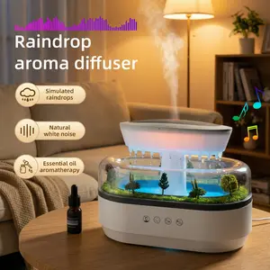 Same-day shipping！2-in-1 Cool Mist Humidifier & Essential Oil Diffuser, Raindrop Rainfall White Noise Sound Therapy, 8-Color Ambient Night Light, Quiet Bedroom Home Office Room Use