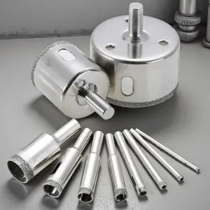 Diamond Coated Hollow Drill Bit Set 10pc Multi Material Tile Glass Marble Hole Saw Precision Anti Crack Fast Drilling Heavy Duty Diamond Grit Coated Wall Hole Cutter Interchangeable Bits Ceramic Cutter