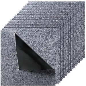 VEVOR Carpet Tiles 18x18 inch, 10 Pack Carpet Square Rug Detachable & Damage-free, Self Adhesive Home Floor Soft Plush Padded for 22.5sq.ft Coverage, Easy DIY for Living Room & Bedroom, Gray