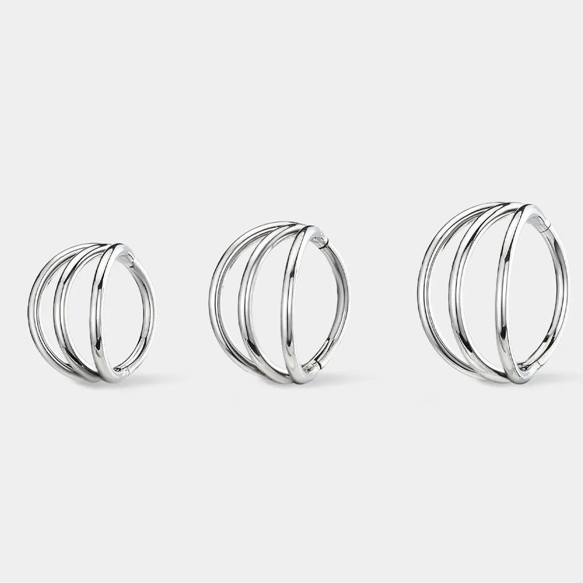 OUFER BODY JEWELRY 20G 316L Stainless Steel Hinged Segment Nose Hoop - Triple-Layered Nose Jewelry Piercing Ring, Nose Piercing Jewelry