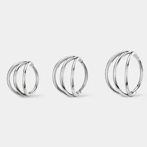 OUFER BODY JEWELRY 20G 316L Stainless Steel Hinged Segment Nose Hoop - Triple-Layered Nose Jewelry Piercing Ring, Nose Piercing Jewelry