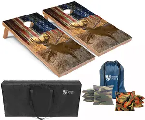 4'x2' Patriotic Deer Cornhole Boards w/ Carrying Case, optional Light Package and set of 8 Bags