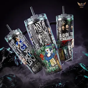 ADTR A Day To Remember 40oz Tumbler For Those Who Have Heart Band Members Grim Reaper Colorful Graphics Vacuum Insulated Stainless Steel Cup with Comfort Handle & Leak-Proof  Hot Cold Beverage Container for Rock Fans ADTR Lovers
