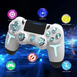 Wireless RGB Gaming Controller with Tri-Color Lighting Compatible with PS4, PS3, and PC RGB Lighting, LED Bluetooth Gaming Controller Six-Axis Gyroscope, Dual Vibration Feedback Wireless Game Controllers