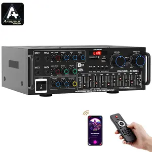 Areyourshop Updated Power Amplifier with 4 Mics – Bluetooth 5.4, EQ & Reverb | Home, Karaoke & Car Use