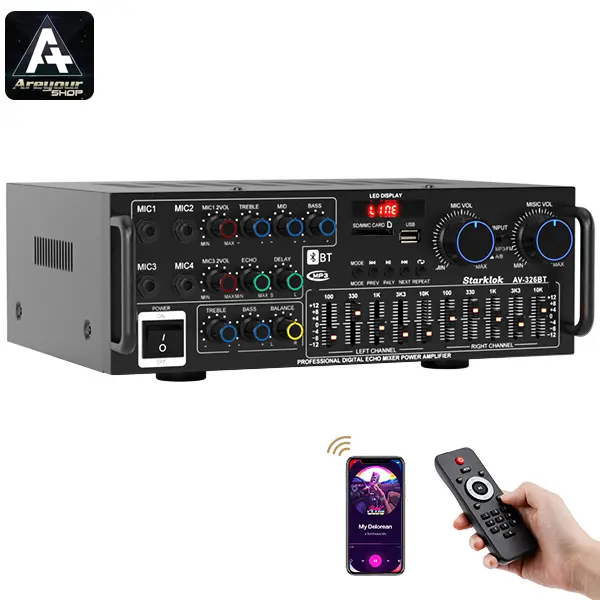 Areyourshop Updated Power Amplifier – Bluetooth 5.4, EQ & Reverb for Home Karaoke & Car Use Audio Mixer