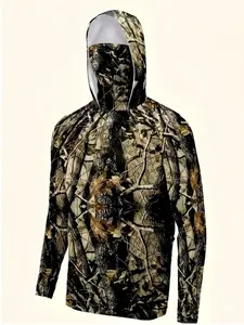 Men's Outdoor Casual High Neck Hooded Sweatshirt, Slim Fit, Perfect for Summer Outdoors, Fishing, Surfing, Parties