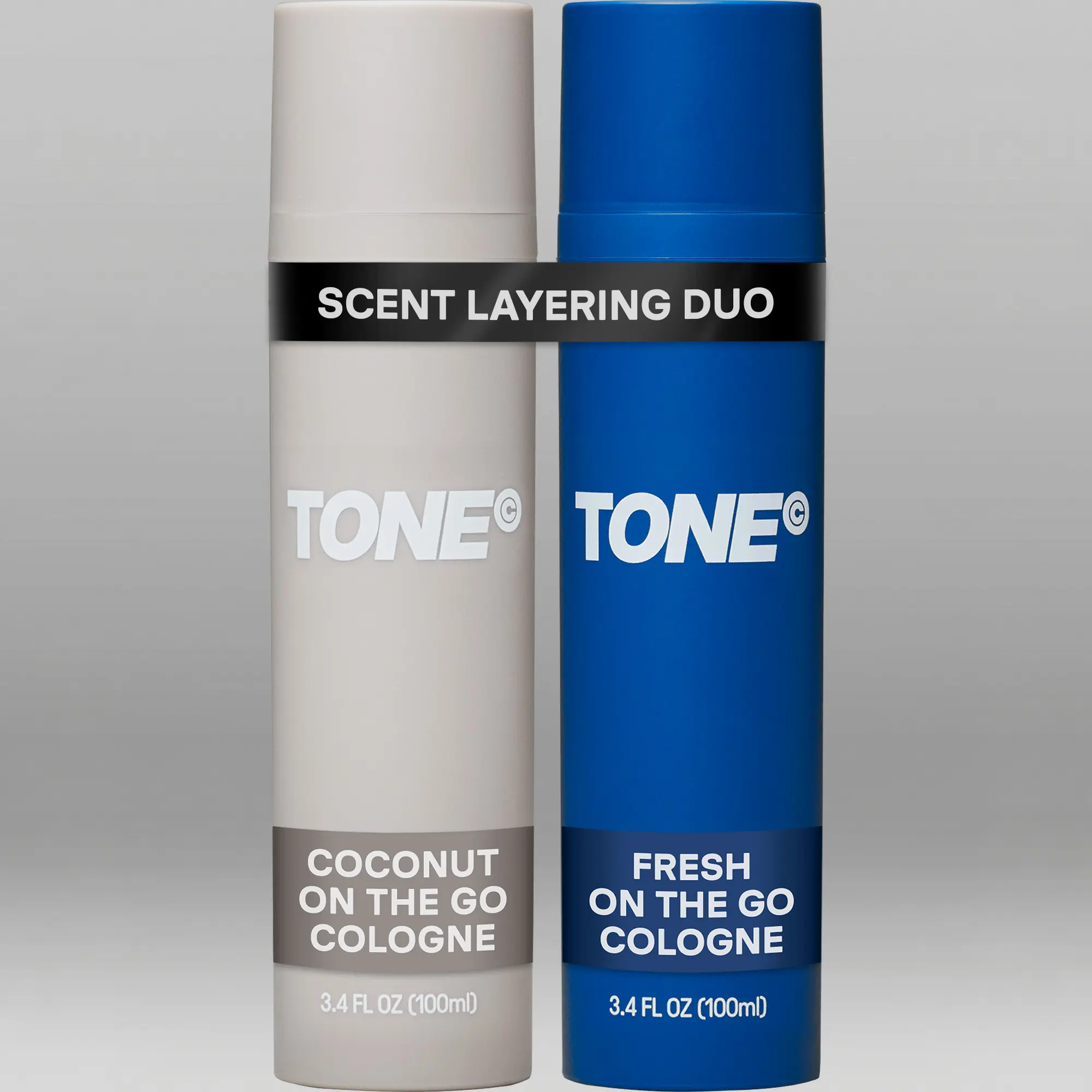 TONE On The Go Cologne 2-Pack, Coconut & Fresh Body Spray Set, Long-Lasting Fragrance, Dermatologist-Tested, Non-Toxic Gift Set
