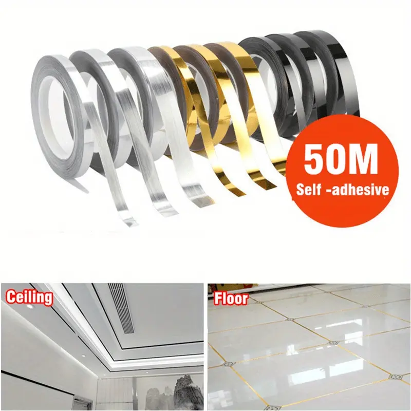 50M Home Decoration Tile Gap Tape self-adhesive tape Flexible Waterproof Caulk Tape Floor Wall Seam Sealant Ceiling Waterproof Decorative Sealing Sticker Decal