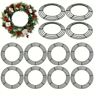 12 Pack Metal Wreath Frame Green Wire Wreath Rings For Christmas New Year Party Home Decor DIY Crafts Supplies