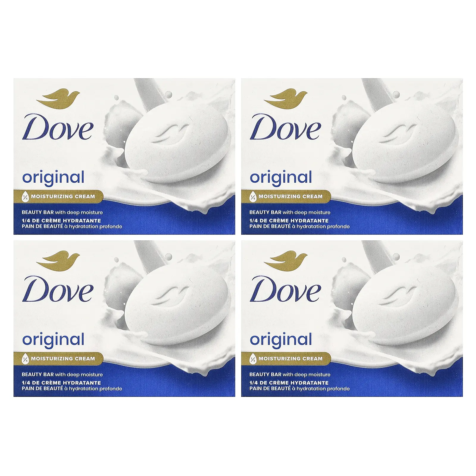 Dove Beauty Bar Soap with Deep Moisture, Original, 4 Bars, 3.75 oz (106 g) Each