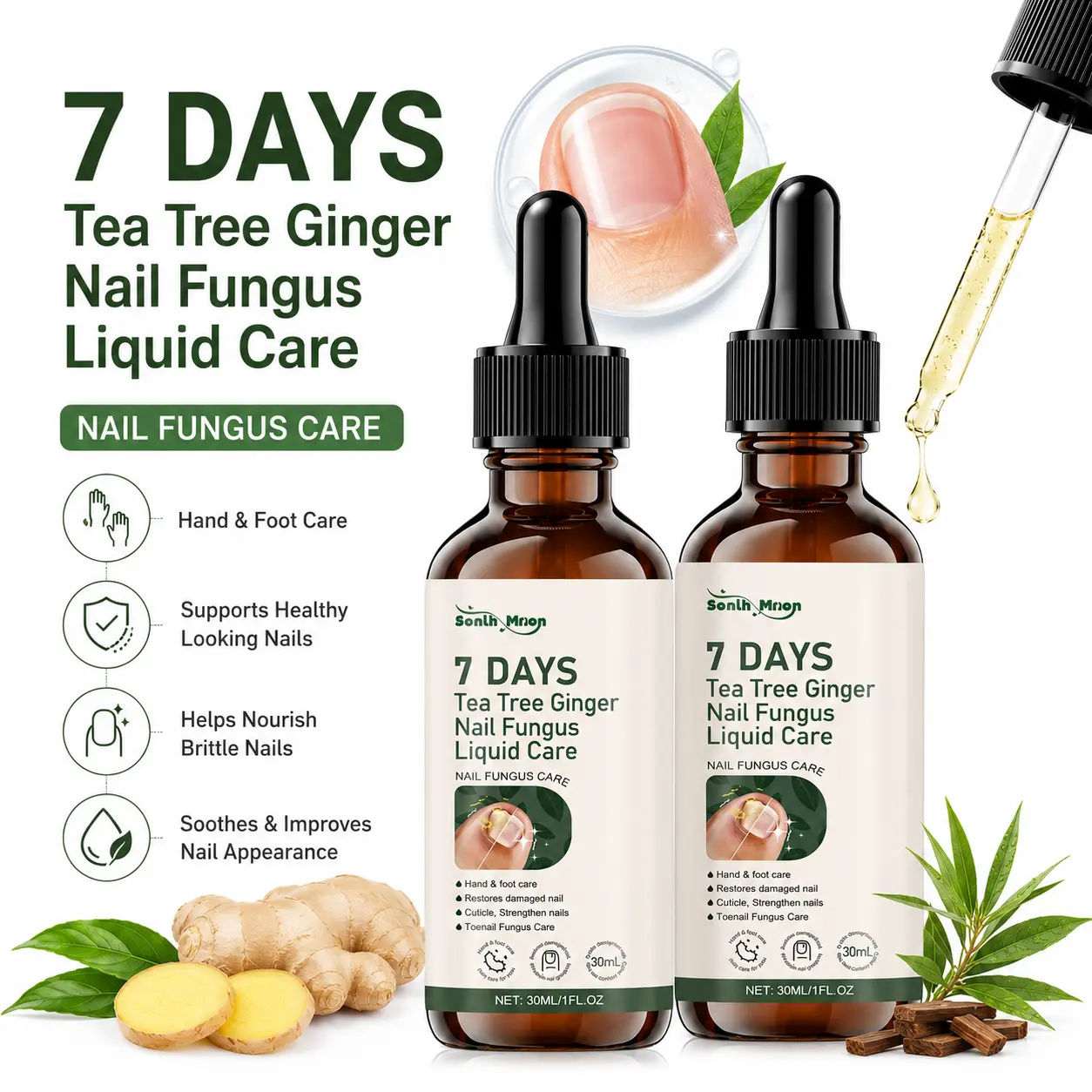 (Buy 1 Get 1 Free) Nail Treatment - Soften Thick Nails, Whiten Discolored Nails, Ginger Nail Treatment, Toe and Fingernail Support