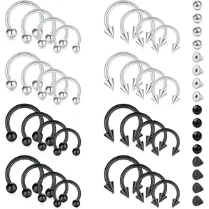 16G 14G Horseshoe Rings Surgical Steel Nose Septum Horseshoe Hoop Earring Eyebrow Tragus Lip Rings Daith Helix Piercing Jewelry for Women Men 6-12mm Smily Piercing Jewelry