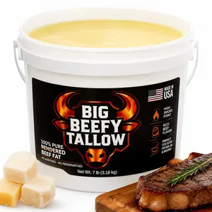 Beef Tallow Cooking Fat – 112 oz (7 lb) Grass-Fed Natural Fat for Frying, Grilling & Baking | Keto Friendly Animal Fat Alternative