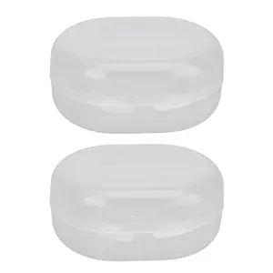 2pcs Swimming Earplug Storage Box Buckle Closure Breathable Holes Earplugs Carry Case Transparent