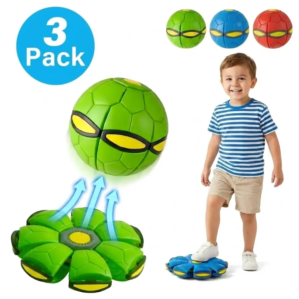 3PCS-Children's Bouncing Ball,Magic Metaball,Magic Flying Saucer,Bouncy Ball,Kids Toy Ball,Parent-Child Interaction yoga ufo toddler energy burner flat outdoor sport cool gifts for bounce fun holiday