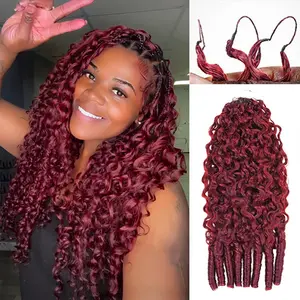 OQ HAIR 99J Burgundy Burmese Curly Crochet Human Hair for Miracle Knots Boho Braids Better Scalp Airflow