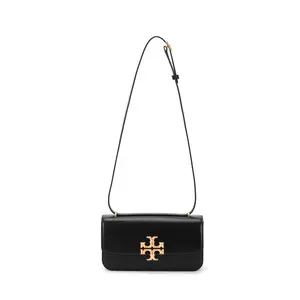Tory Burch Eleanor Small Crossbody Bag for Women with Signature Double-T Logo in Black Leather