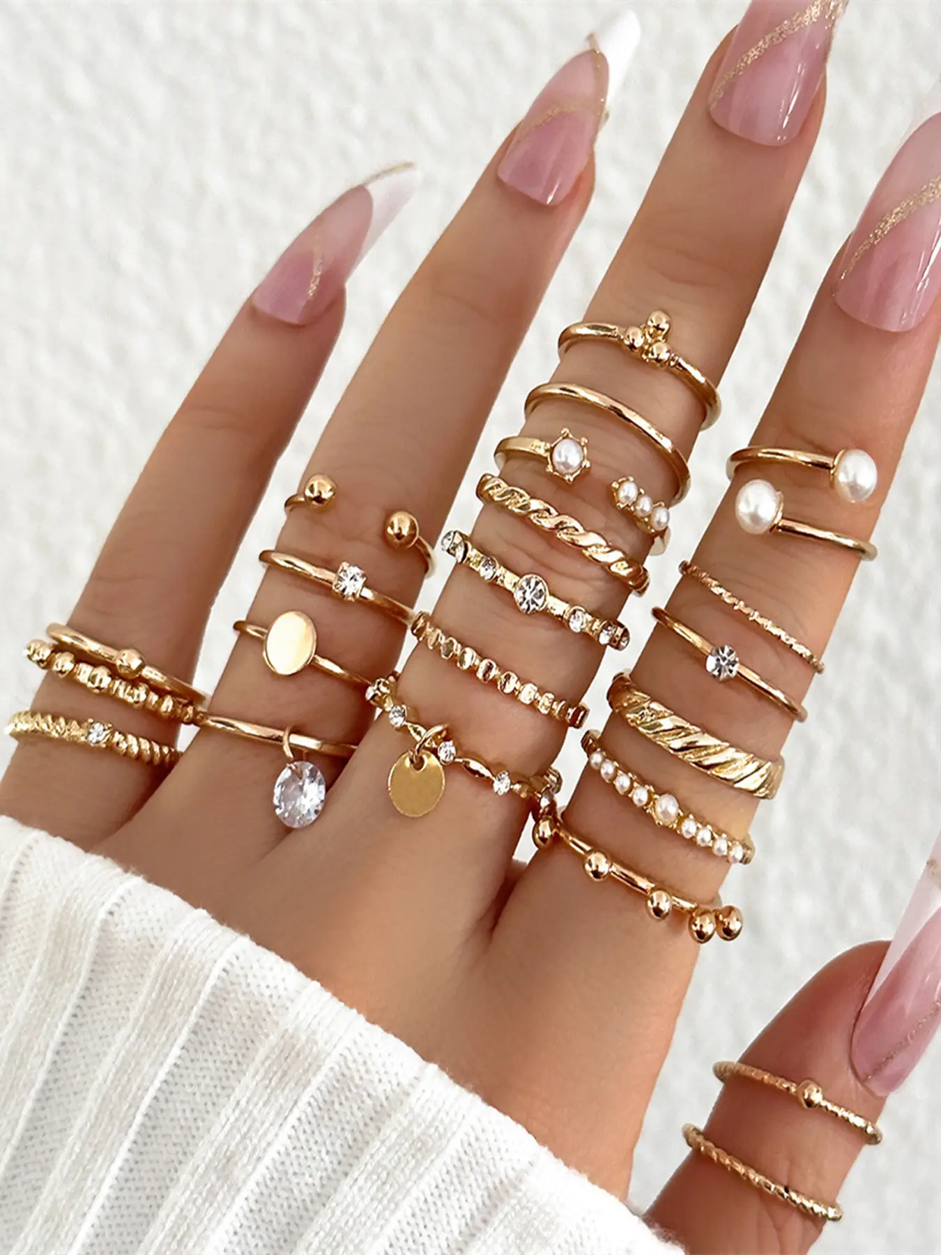 Elegant Y2K Style Zircon Ring Set, Fashion Rings, Unique Rings, Stackable Rings, 22-Piece Jewelry Collection Without Chain, Perfect Gift for Women & Girls, Fashion Accessories