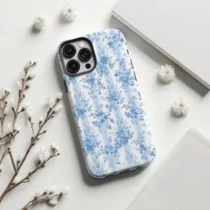 Light Blue Floral Phone Case, Love Shack Fancy Inspired Coquette Design for iPhone, Galaxy, Pixel K