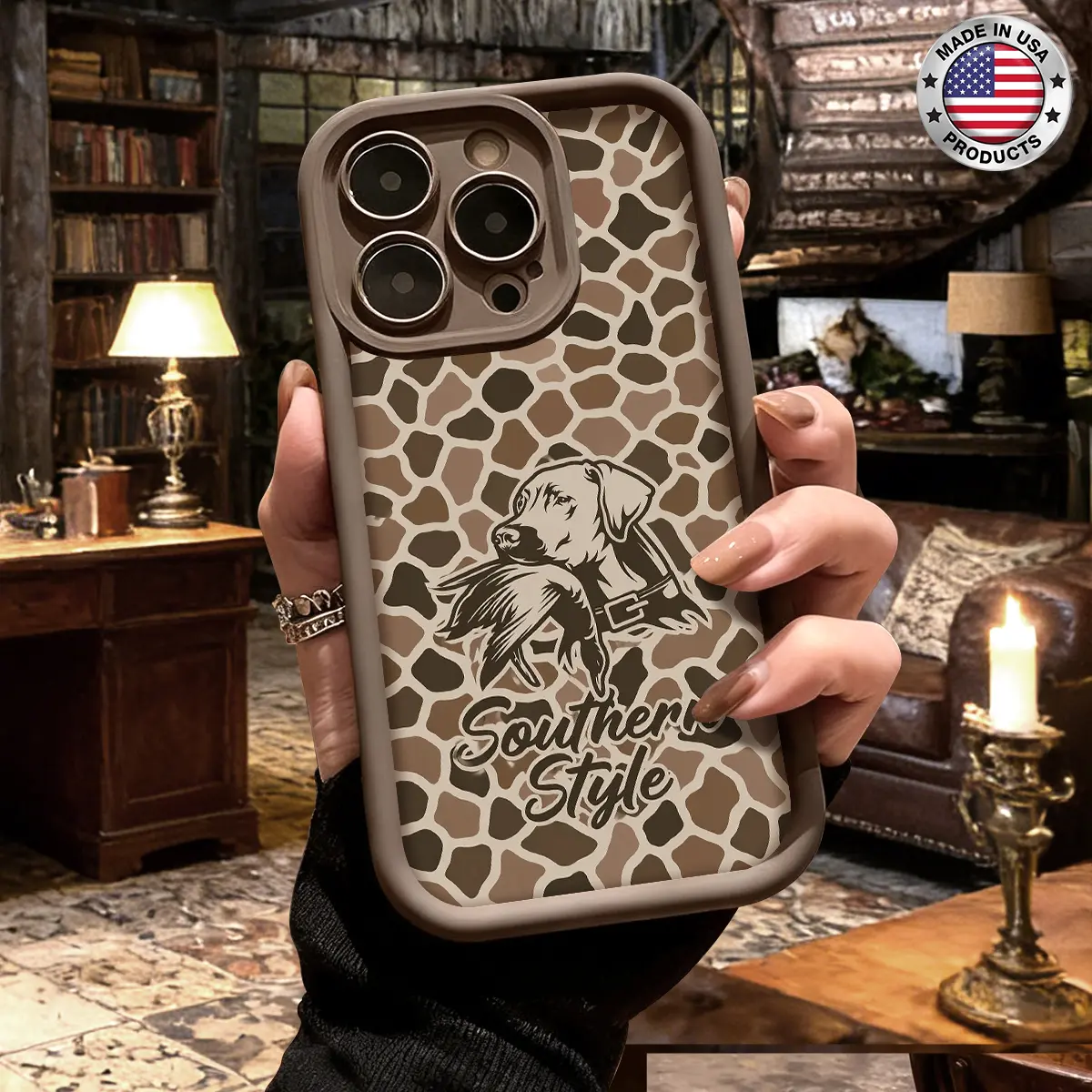 Stylish Southern Style Hunting Dog Giraffe Pattern Case for iPhone 17 16 15 14 Pro Max 13 12 11 XR XS Plus Air Slim Shockproof Anti Drop TPU Cover