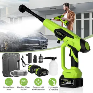 【SummerVibes】KEPEAK  1500PSI Cordless Pressure Washer, 21V Portable Electric Power Washer with 200W Motor, 13000mAh Battery, 6-in-1 Nozzle, Foam Cannon & 5M Hose, High-Pressure Cleaning Gun for Car,for Valentine’s Day Gift SummerVibes