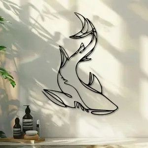 Shark Metal Wall Decor - Bohemian style ocean-themed nautical decoration, made of durable metal, perfect for coastal villa living room wall decor, a unique modern home gift or housewarming present, Wall Art