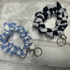 Checkered Scrunchie Wristlet Keychain