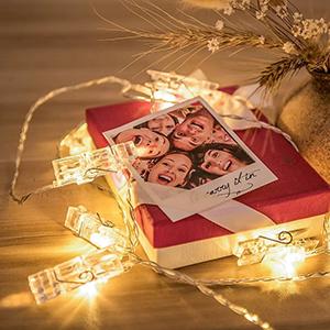 10ft 20 Photo Clip String Lights, Fairy Lights Battery Operated with Clips for Hanging Pictures Cards, Bedroom Wall Decor Party Wedding Home Halloween Christmas Decorations, Warm White