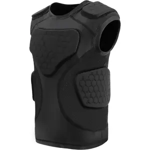 Youth Football Padded Shirt Chest Rib Protector Compression Padded Vest with 5-Pad for Sports Paintball Football Baseball Lacrosse